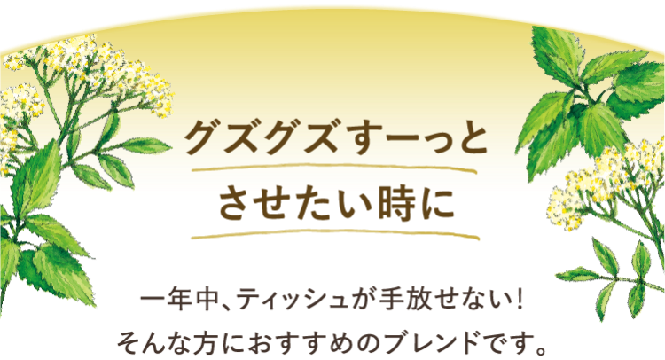 グズグズすーっとさせたい時に 一年中、ティッシュが手放せない!そんな方におすすめのブレンドです。