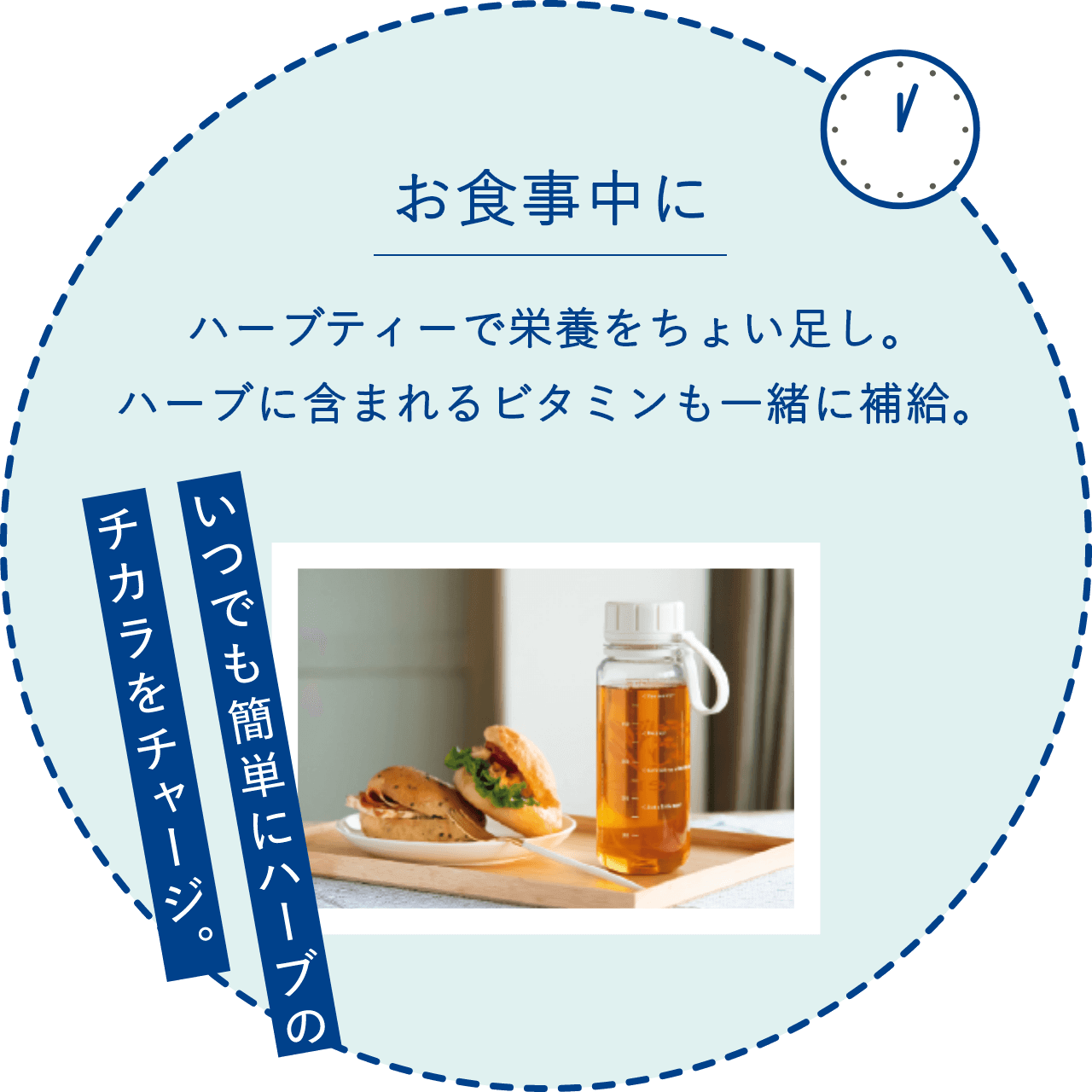 【お食事中に】ハーブティーで栄養をちょい足し。ハーブに含まれるビタミンも一緒に補給。ーいつでも簡単にハーブのチカラをチャージ。